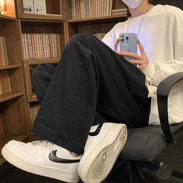 Oversized Wide Leg Pants Men Fashion Khaki White Black Casual Pants Men Streetwear Hip-hop Loose Straight Pants Mens Trousers aidase-shop